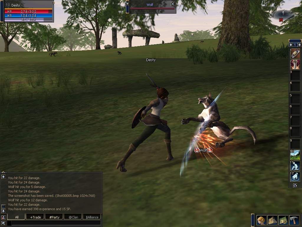 Lineage II: The Chaotic Chronicle (Windows) screenshot: Wolf killed!