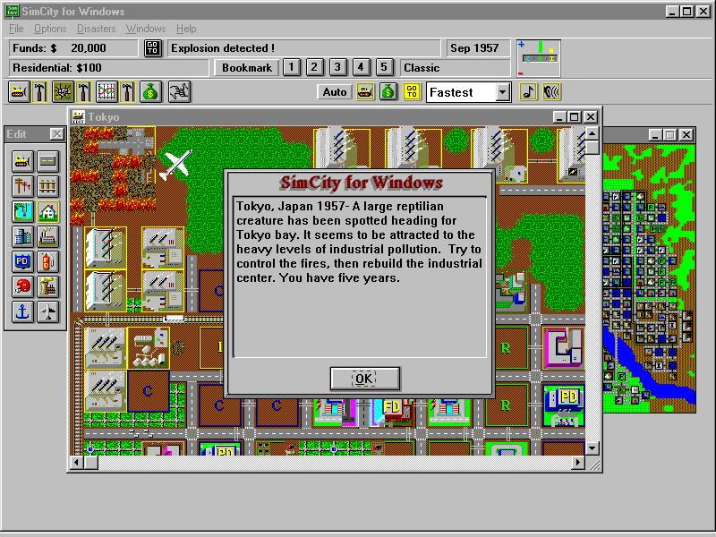 SimCity Classic (Windows 3.x) screenshot: Scenario description