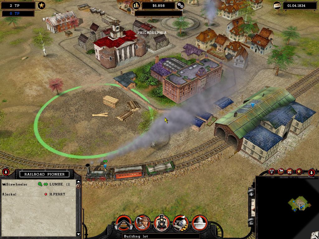 Railroad Pioneer (Windows) screenshot: A zoomed-in view of the city of Philadelphia