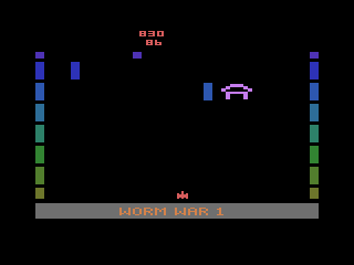 Worm War I (Atari 2600) screenshot: I need to touch this fuel pagoda to refuel