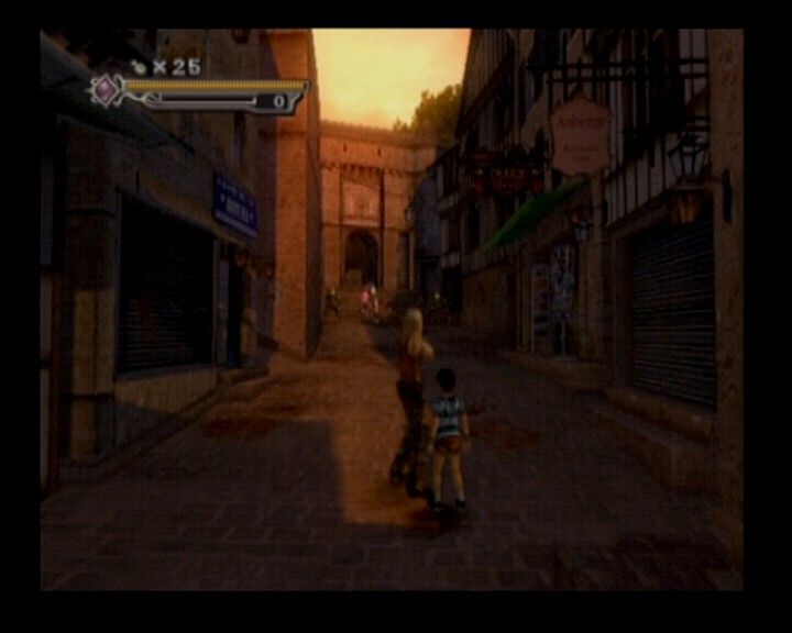 Onimusha 3: Demon Siege (PlayStation 2) screenshot: Michelle can use her shotgun, sniper rifle and machine gun to repel genma attacks