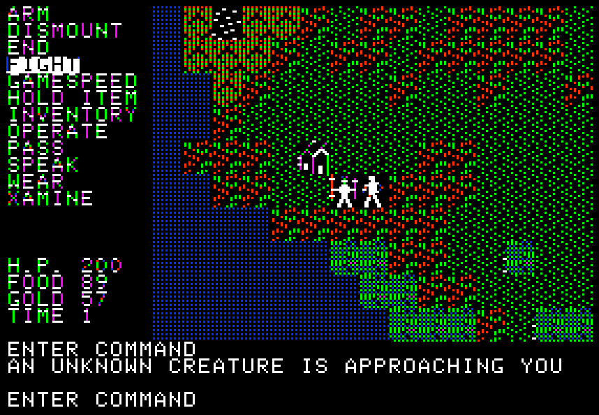 Questron (Apple II) screenshot: You're not strong. But you have the potential to outgrow your background.