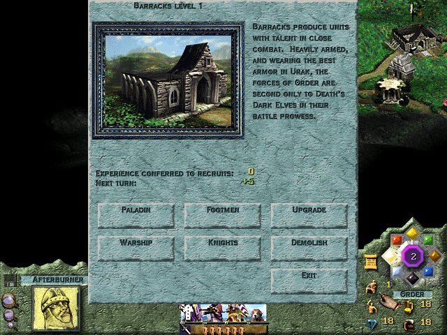 Lords of Magic (Windows) screenshot: The barracks of Order.