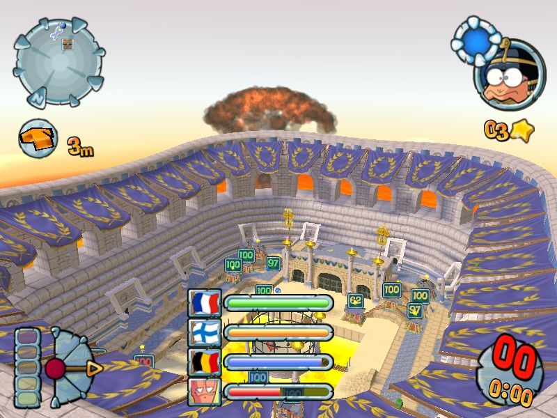 Worms Forts: Under Siege (Windows) screenshot: Arena