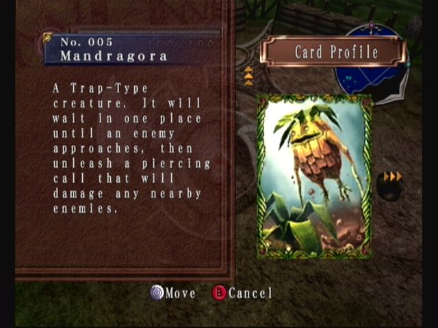 Lost Kingdoms (GameCube) screenshot: learn more about the creatures in the game