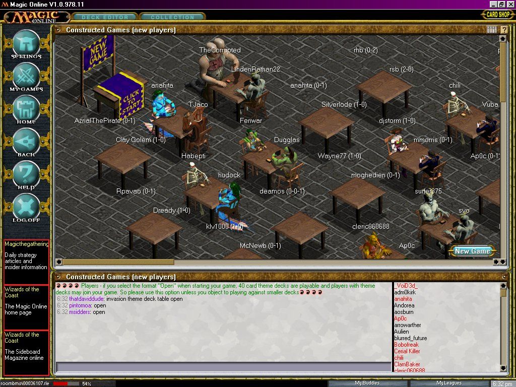 Magic: The Gathering Online (Windows) screenshot: Players Room