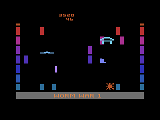 Worm War I (Atari 2600) screenshot: I was hit.