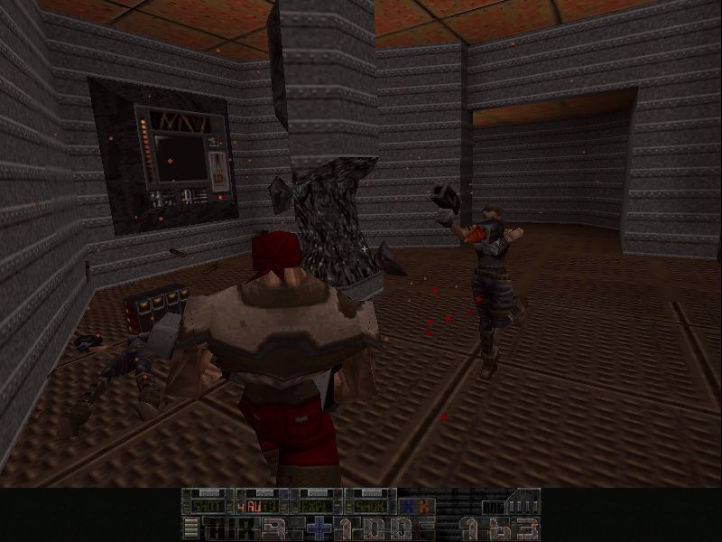 Malice: 23rd Century Ultraconversion for Quake (DOS) screenshot: Destructible scenery (yes, this is Quake engine ;/)