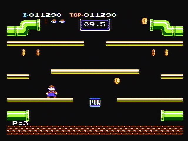 Mario Bros. (NES) screenshot: Collect coins on the bonus phase