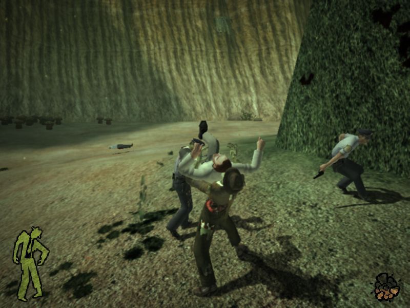 Stubbs the Zombie in Rebel Without a Pulse (Windows) screenshot: A powerful head bite.