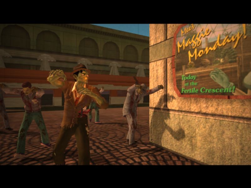 Stubbs the Zombie in Rebel Without a Pulse (Windows) screenshot: Going further down the Punchbowl.