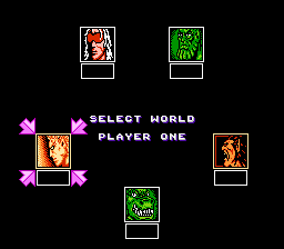 Silver Surfer (NES) screenshot: Level Selection Screen