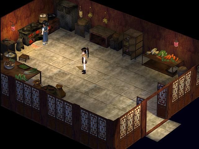 Xin Xianjian Qixia Zhuan (Windows) screenshot: Isometric kitchen