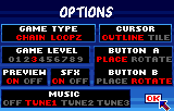 Loopz (Lynx) screenshot: Options