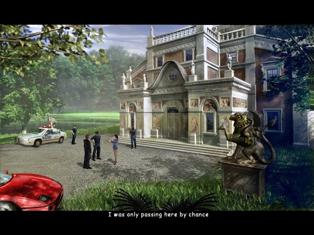 Crime Stories: From the Files of Martin Mystère (Windows) screenshot: Arriving at the crime scene... with some journalists skulking... professionally, of course
