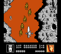 Silver Surfer (NES) screenshot: Ride down the lava flow
