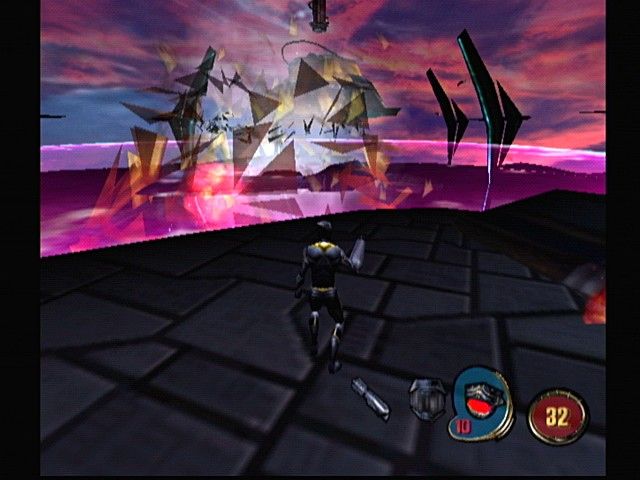 MDK 2 (Dreamcast) screenshot: That platform exploded nicely!