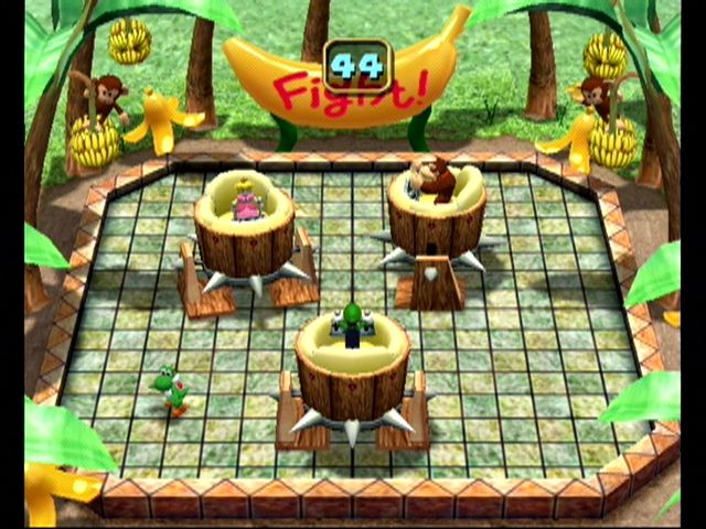 Mario Party 4 (GameCube) screenshot: The tree stomp mini game