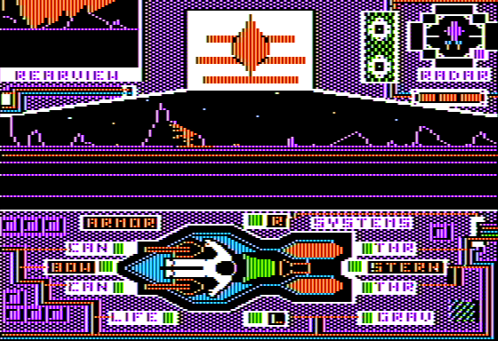 S.C.I.M.M.A.R.'s (Apple II) screenshot: Exploring the Alien Landscape
