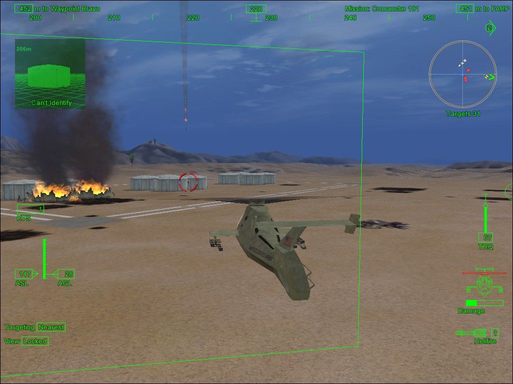 Comanche 4 (Windows) screenshot: Here you can see a air-ground missile seeking its target...