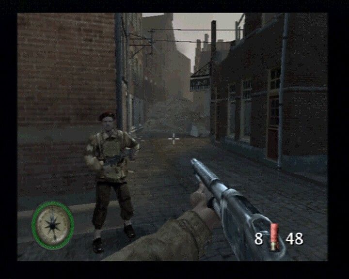 Medal of Honor: Frontline (PlayStation 2) screenshot: Using shotgun is really not a good idea except for a specially close encounters.
