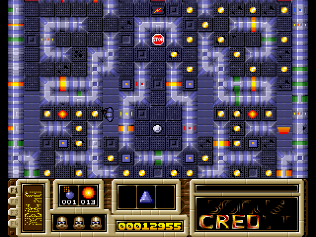Mean Arenas (Amiga) screenshot: On one of those escalators