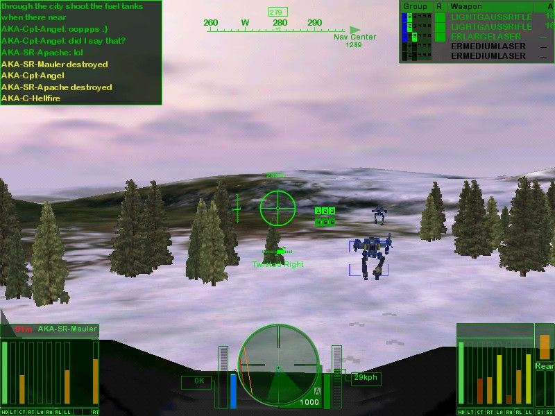 MechWarrior 4: Vengeance (Windows) screenshot: Two badly damaged Shadowcats