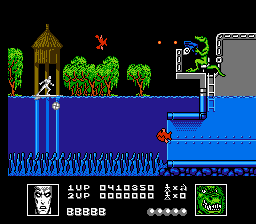 Silver Surfer (NES) screenshot: This lizard guards the enterance to Reptyl's base