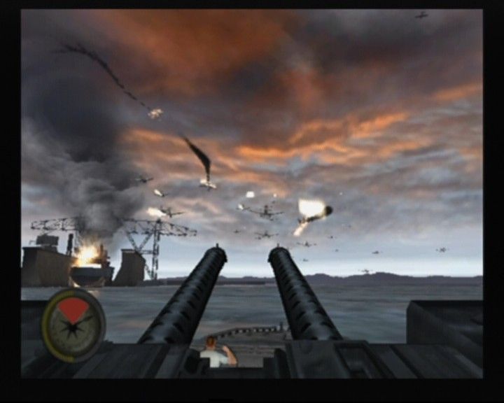 Medal of Honor: Rising Sun (GameCube) screenshot: Taking out enemy bombers before they drop their torpedoes and escape