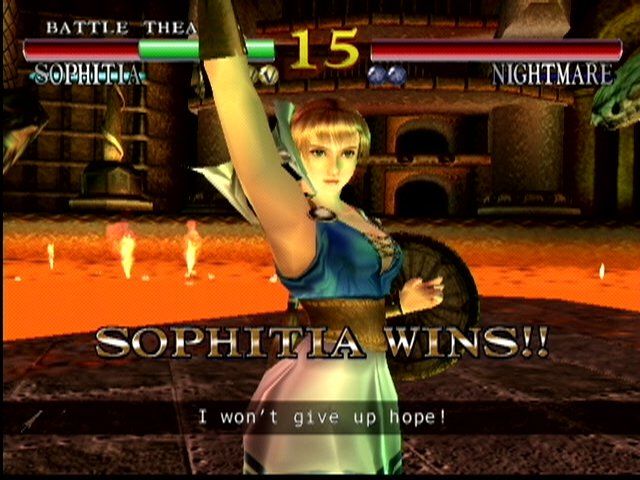 SoulCalibur (Dreamcast) screenshot: Beauty conquers the beast