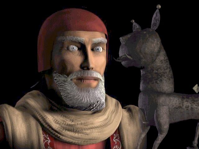 The Messenger (Windows) screenshot: This wild-eyed fellow is a Templar.
