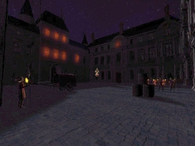 The Messenger (Windows) screenshot: Night in the 17th century Louvre Courtyard