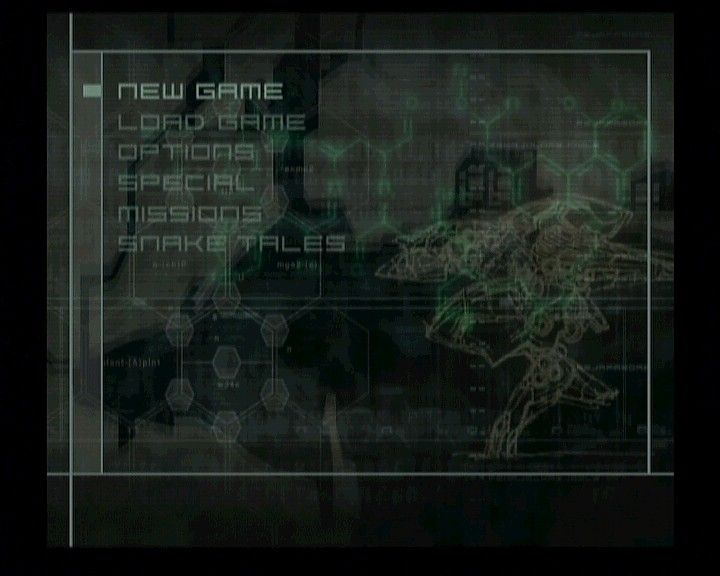 Metal Gear Solid 2: Substance (Xbox) screenshot: Main Menu