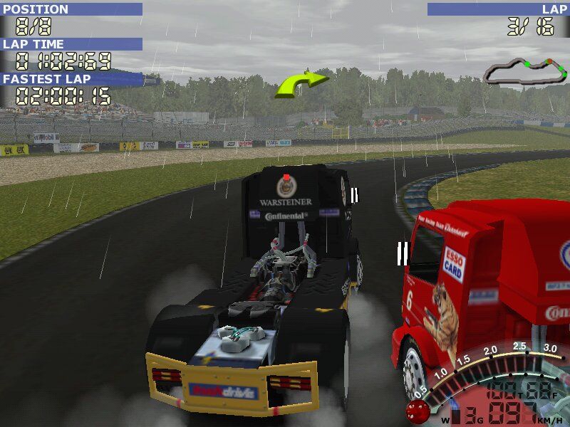 Mercedes-Benz Truck Racing (Windows) screenshot: Wet and slick