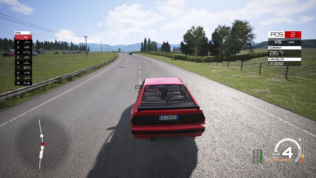 Assetto Corsa (PlayStation 4) screenshot: Driving through the countryside