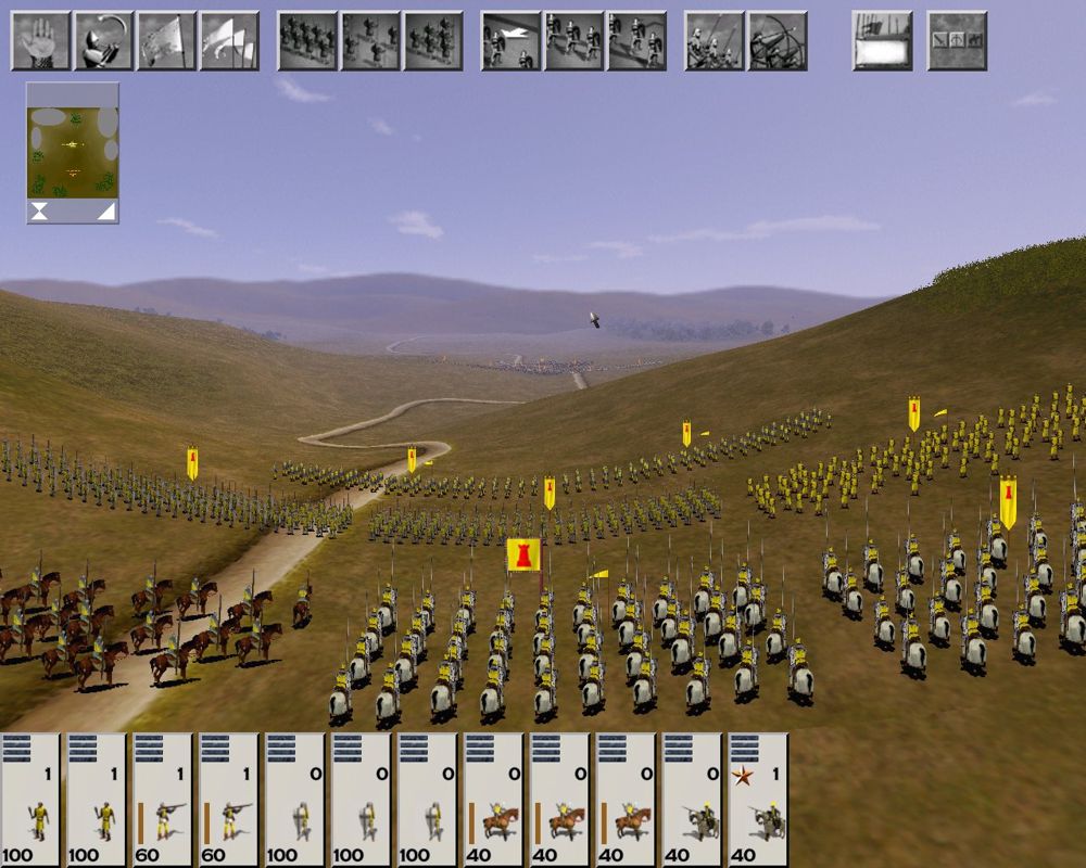 Medieval: Total War (Windows) screenshot: Two armies ready for a fight