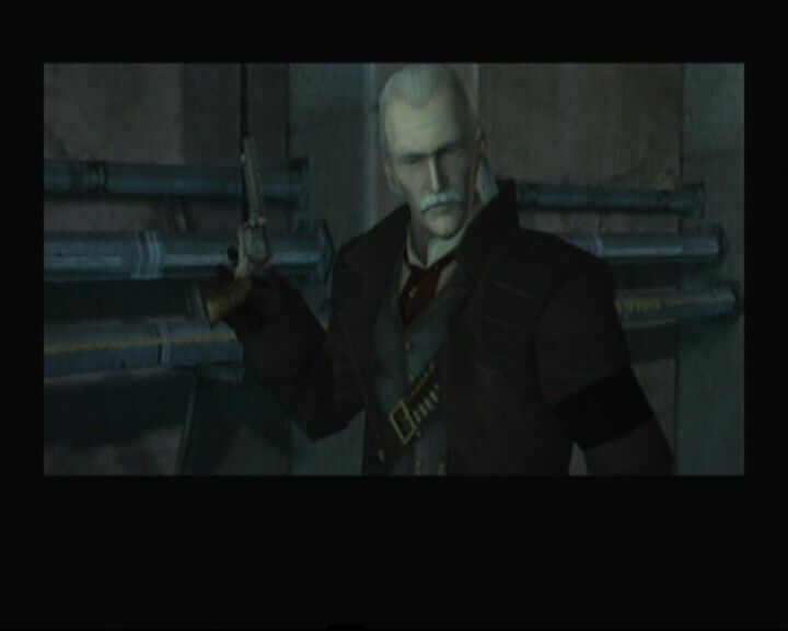 Metal Gear Solid: The Twin Snakes (GameCube) screenshot: A very first boss battle is with Revolver Ocelot.