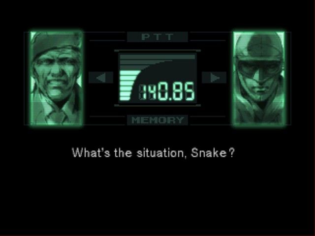 Metal Gear Solid (PlayStation) screenshot: A standard safe way of conversation.