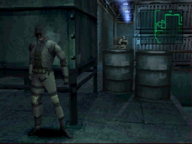 Metal Gear Solid (PlayStation) screenshot: Nice effects such as cold breath of air of Snake and NPCs says this game has some neat emphasis on details.