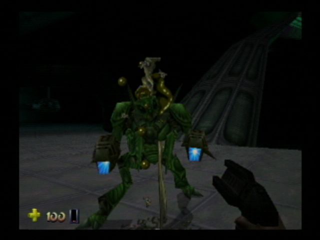 Turok 2: Seeds of Evil (Nintendo 64) screenshot: Hey, you only need 10% of your brain to move. The rest is extra weight.