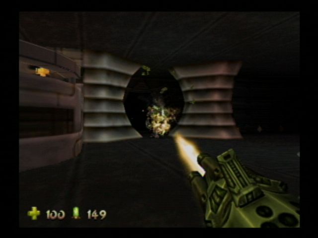 Turok 2: Seeds of Evil (Nintendo 64) screenshot: Hey, I see green blood!