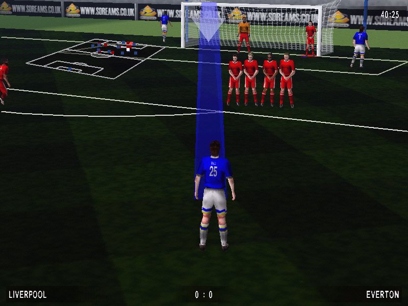 Michael Owen's World League Soccer '99 (Windows) screenshot: free kick view