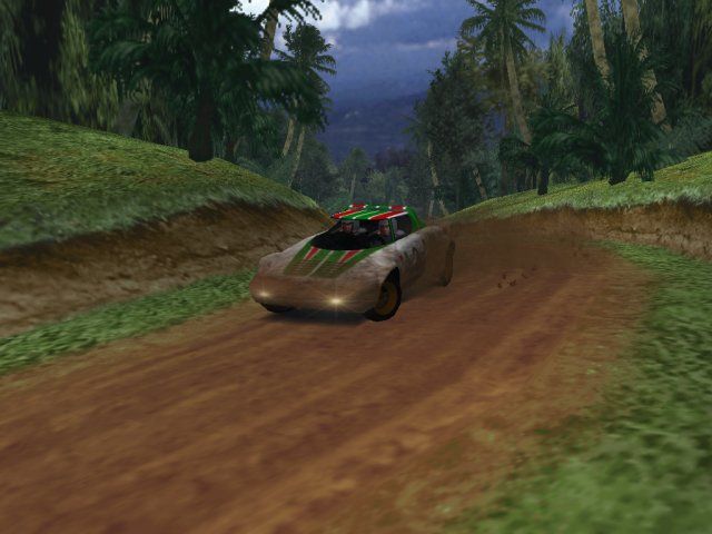 Michelin Rally Masters: Race of Champions (Windows) screenshot: Lancia Stratos slinging mud in Indonesia