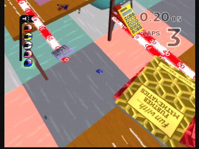 Micro Machines 64 Turbo (Nintendo 64) screenshot: The Big School-Desk Jump
