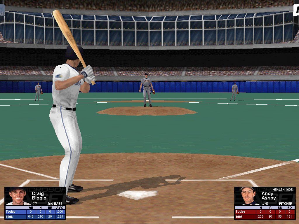 Microsoft Baseball 2000 (Windows) screenshot: Up at bat