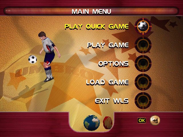 Michael Owen's World League Soccer '99 (Windows) screenshot: Main menu