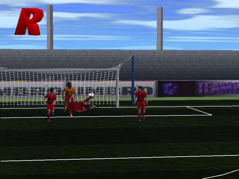 Michael Owen's World League Soccer '99 (Windows) screenshot: A rather impressive volley