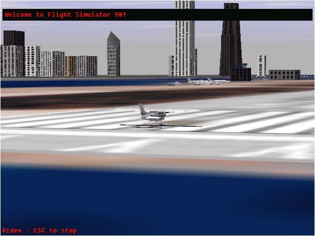 Microsoft Flight Simulator 98 (Windows) screenshot: The infamous Meigs/Chicago startup (demo mode)