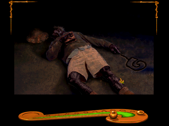 Shivers (Windows 3.x) screenshot: there are several corpses lying around