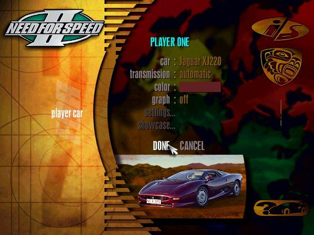 Need for Speed II (Windows) screenshot: Car Selection